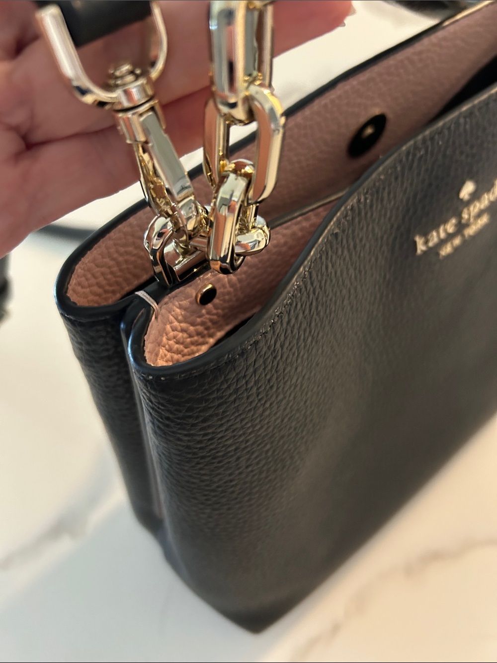 KATE SPADE Black Pebbled Leather purse w/ removable/adjustable straps - Picture 7 of 9